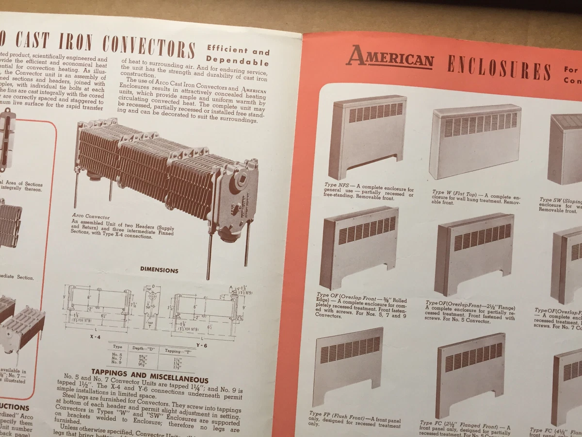 Vtg American Standard Brochure 1948 ARCO Cast Iron Convectors Enclosures  HVAC | eBay