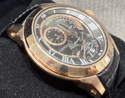 Seiko Premier Kinetic Black & Rose-Gold Color Chronograph Men's