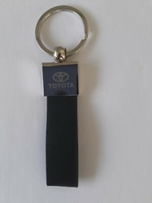Black Leather Chrome Toyota New Key Ring / Ch...
