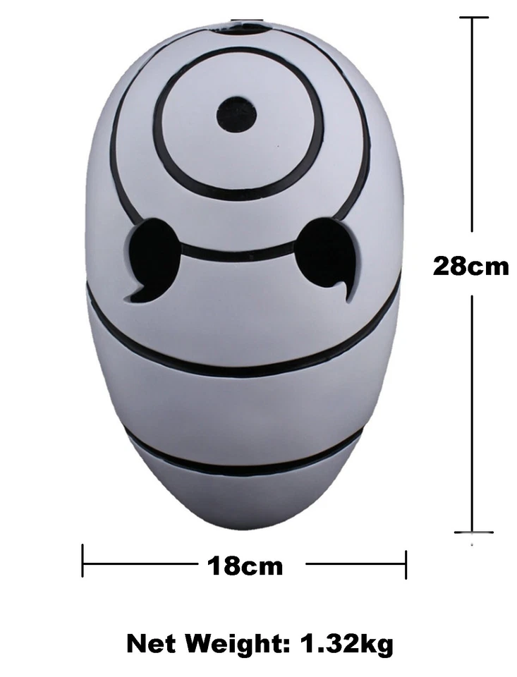 Anime Naruto Akatsuki Tobi Uchiha Obito Costume Resin Mask Helmet Party Cosplay - Image 2 of 4