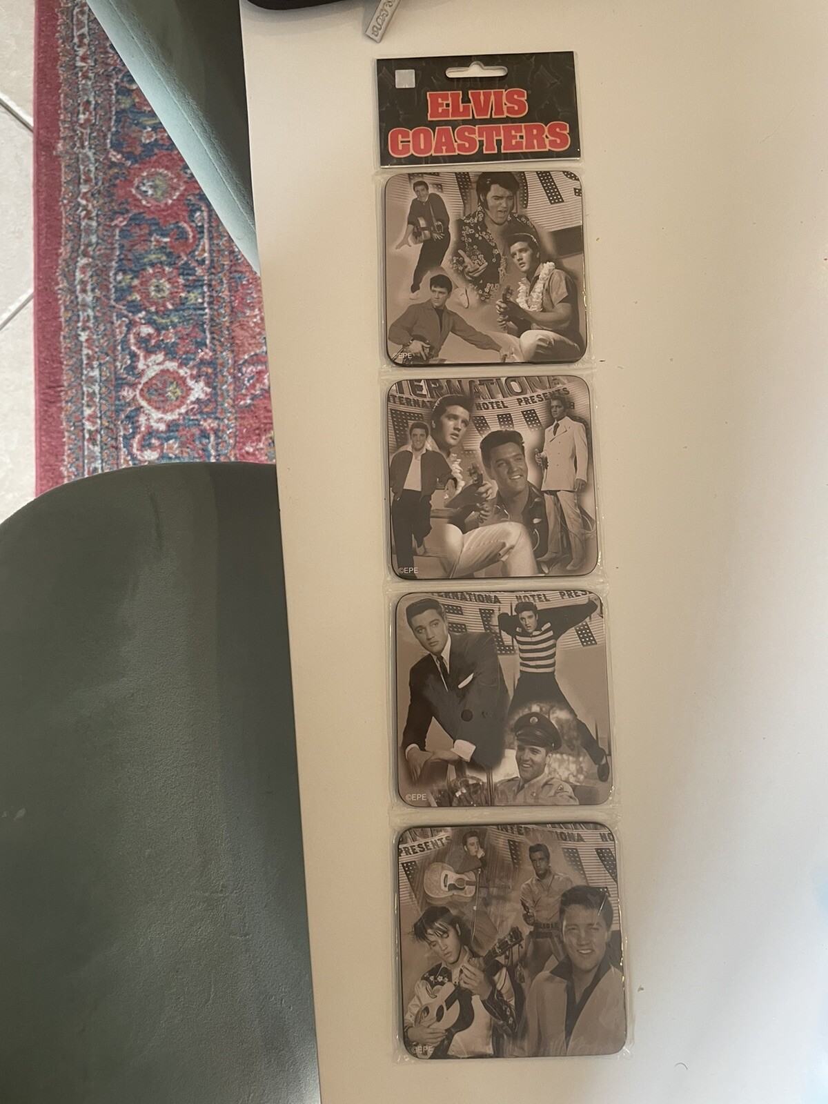 2006 Vandor - Elvis Presley Black & White Cork Coasters 4pc Set (NO UPC) - NEW