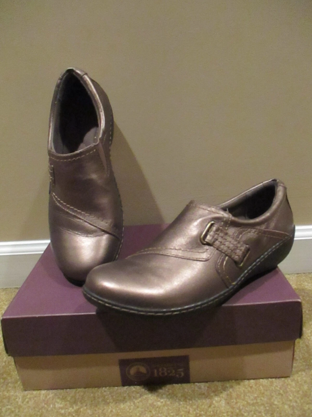 Mocassino donna Clarks Ashland Blush taglia 9 5 scarpa piatta slip on pelle peltro