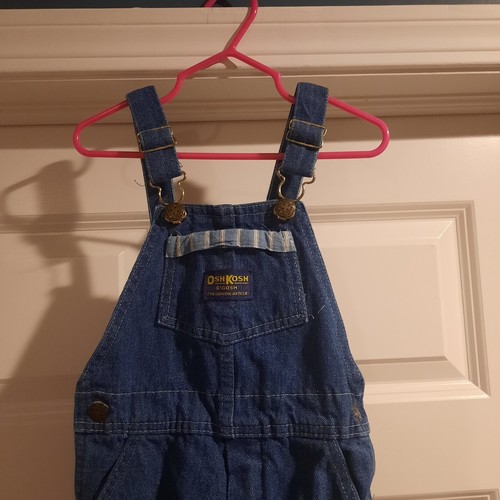 Vintage OshKosh B'Gosh Bibs Overalls Girls 3T USA Made Vestbak Romper - Picture 2 of 11