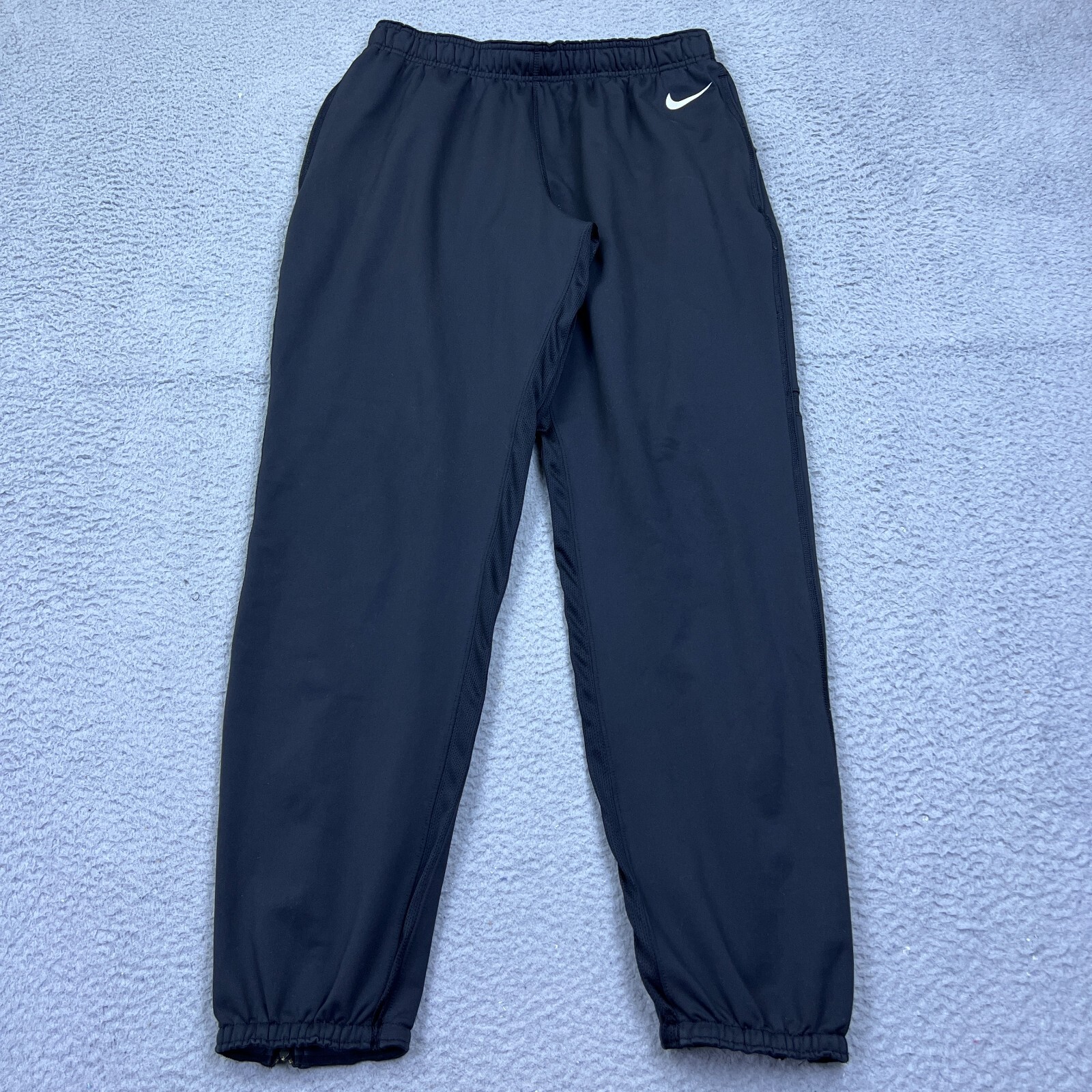 NIKE Dri-Fit Running Training Ankle Zip Pants Mens Large Black Reflective