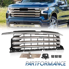 Front Hood Grille Fit 2022-2024 Chevy Silverado 1500 High Country Chrome Grill