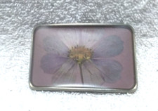 Embedded Purple Flower Gold Center Rectangle Belt Buckle r Great Vintage