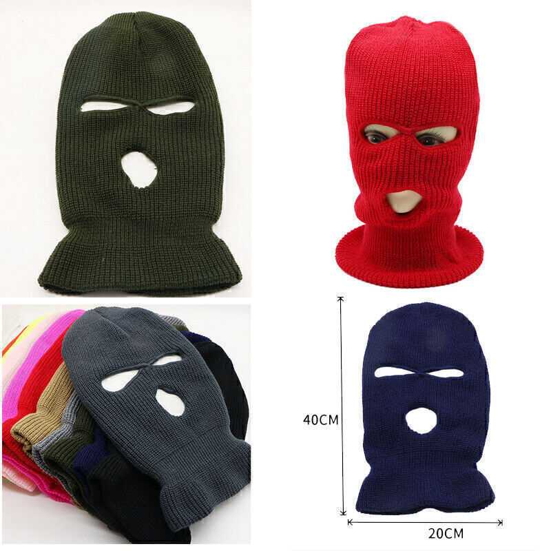 3 Hole Full Face Ski Mask Winter Cap Hood Beanie Warm Hats For Outdoor Sports