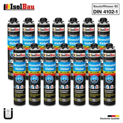Dämmstoffkleber PU-Klebeschaum B2 Dämmplatten 14 x 750ml Perimeterkleber EPS XPS