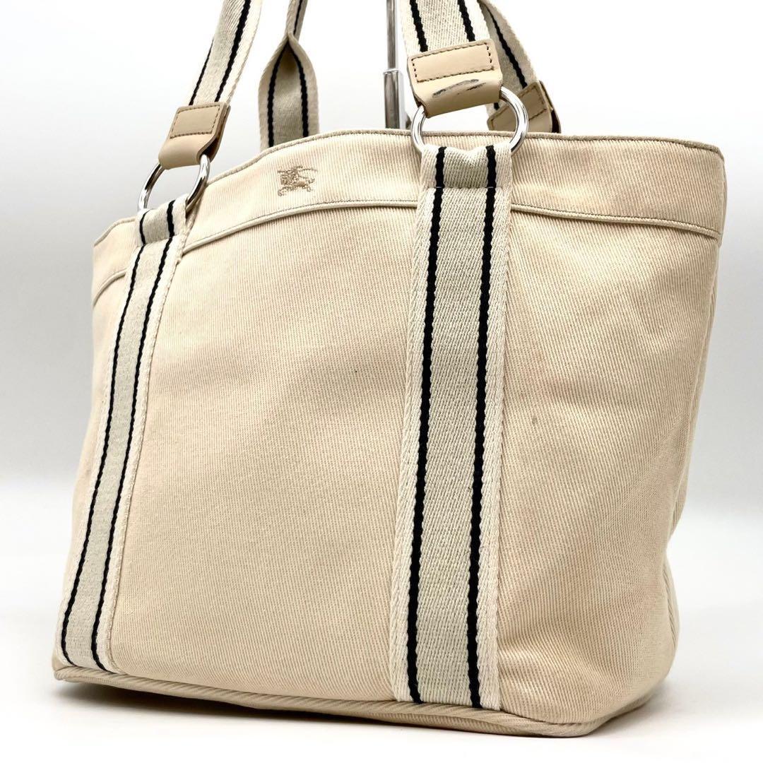 Burberry Blue Label Tote Bag A4 Denim White