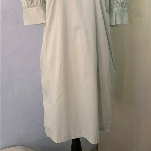 Puff Elbow Sleeve High Neck Tunic Dress - Light Sage Green - Size Small - Picture 3 of 11