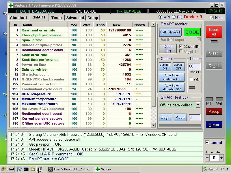*TESTED* Hitachi DK23DA-30F 30GB IDE 2.5" 9.5mm HDD - 5K804 - DK23DA30F - O5K804 - Image 4 of 4