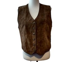 Marsh Landing Womens Brown Suede Leather Back Tie Western Biker 6 Button Vest S