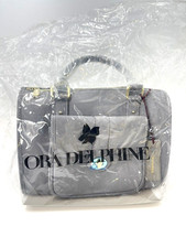 Ora Delphine Pebbled Gray Leather Satchel Handbag Dust Bag & Strap