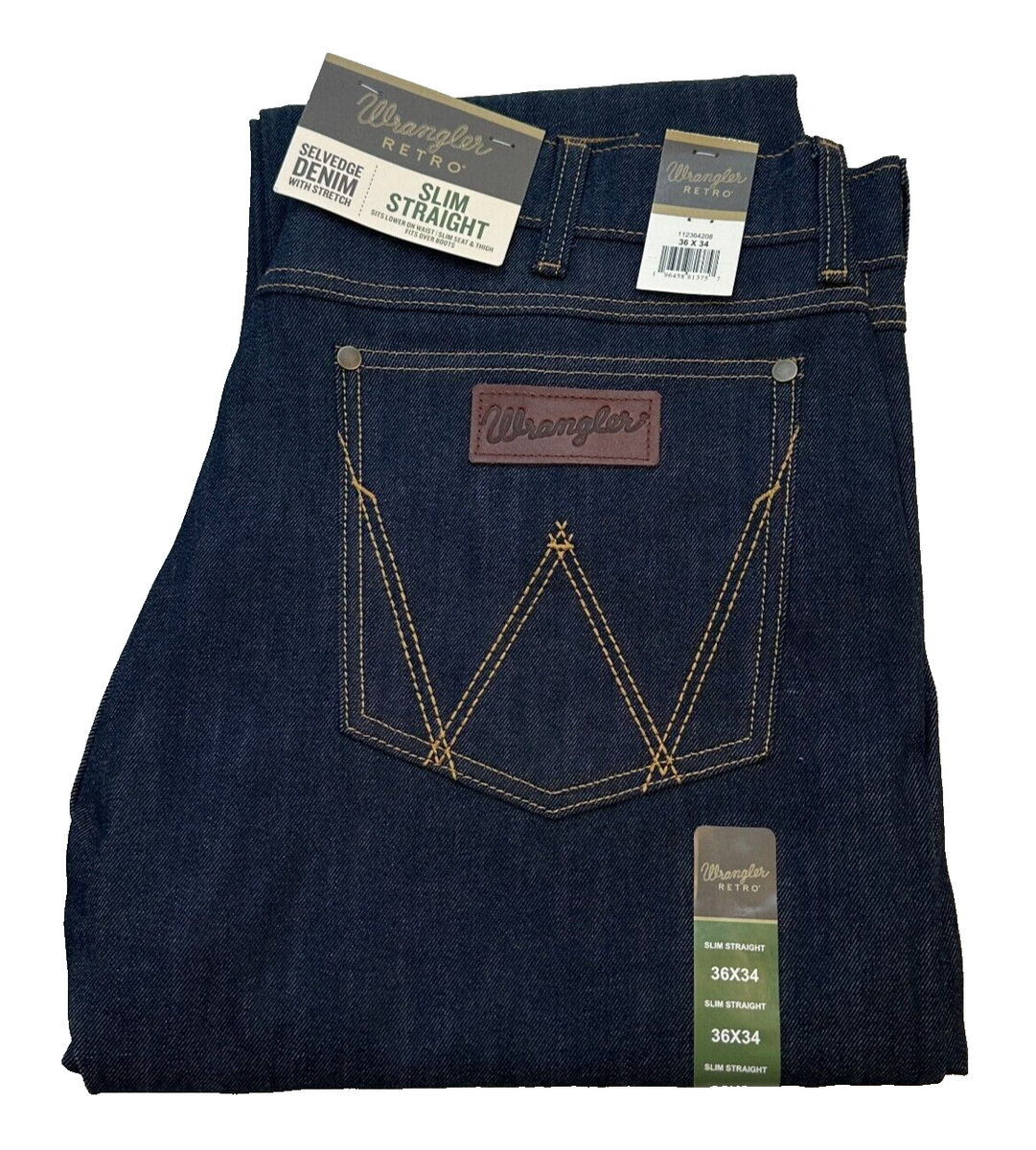 Wrangler Selvedge Denim Men's Jeans Slim Straight Size W36 Wrangler Selvedge Denim Men's Jeans Slim Straight Size W36