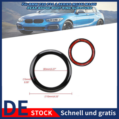 Für BMW F20 F21 2011-19 Heck Emblem Kofferraum Ring Einfassung Glanz Schwarz Neu