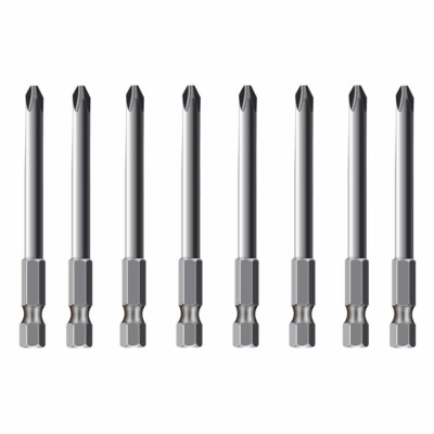 8Pcs 1/4inch PH2 Magnetic Hex Shank Non-slip Cross Head Screwdriver Drill Bits