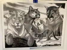 Vintage Tattoo Shop Tattoo Flash Wall Art Cougar Mountain Lion Big Kitty