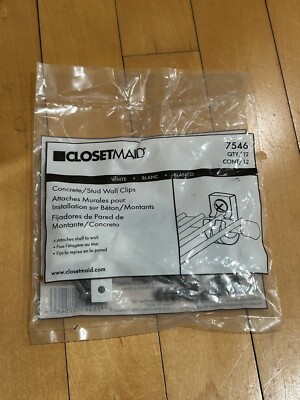 CLOSETMAID 7546 Concrete / Stud Wall Clips QTY: 12 White H12 - NEW