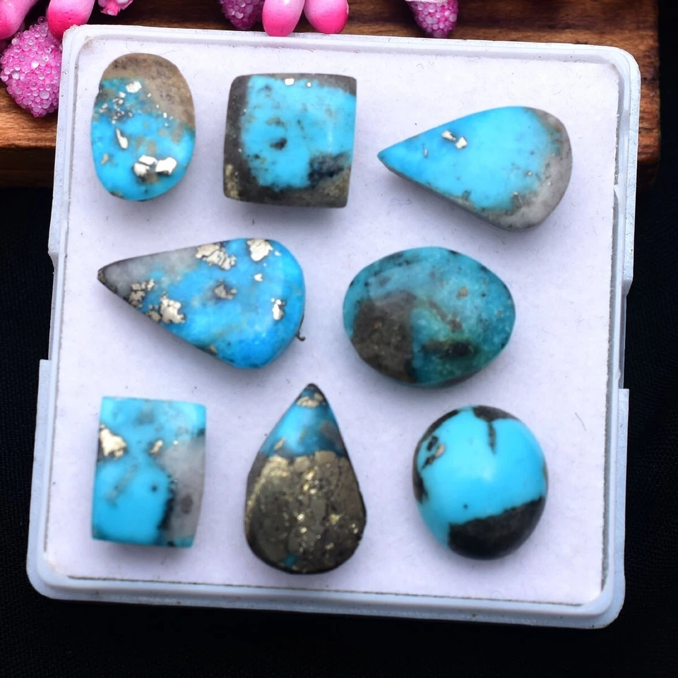 8 Stück Natürlich Persisch Türkis Top Qualität 11mm-17mm Cabochon Lose - Bild 3 von 4