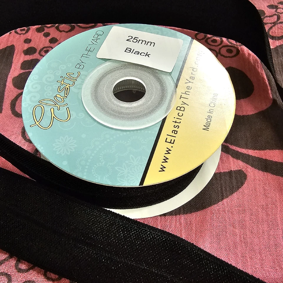 Negro 1" FOE - Carrete de 100 yardas 25 mm plegable elástico - Elástico por yarda Foto 2 de 4