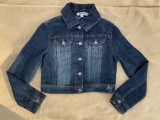 DKNY Girls Kids Jean Jacket Longsleeves Sz Small Dark Wash Blue Denim