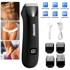Men Pubic Hair Trimmer Electric Groin Body Hair Shaver Balls Grooming Wet/Dry US