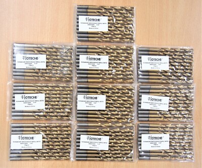 100PC 1/4'' HSS Titanium Nitride Coated Drill Bits