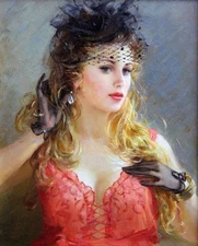 Hand Painted Oil Painting Konstantin Razumov Girl Modern Abstract Wall *187