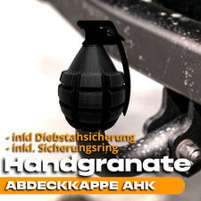 "HANDGRANATE" Abdeckkappe Kappe AHK Anhängerkupplung Kappe + Sicherung, schwarz