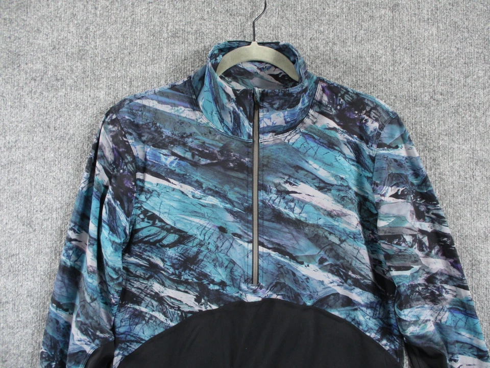 Lululemon Womens Shirt 10 Blue Black New Route Run Athletic Mesh 1/2 Zip Reflect - Image 3 of 4