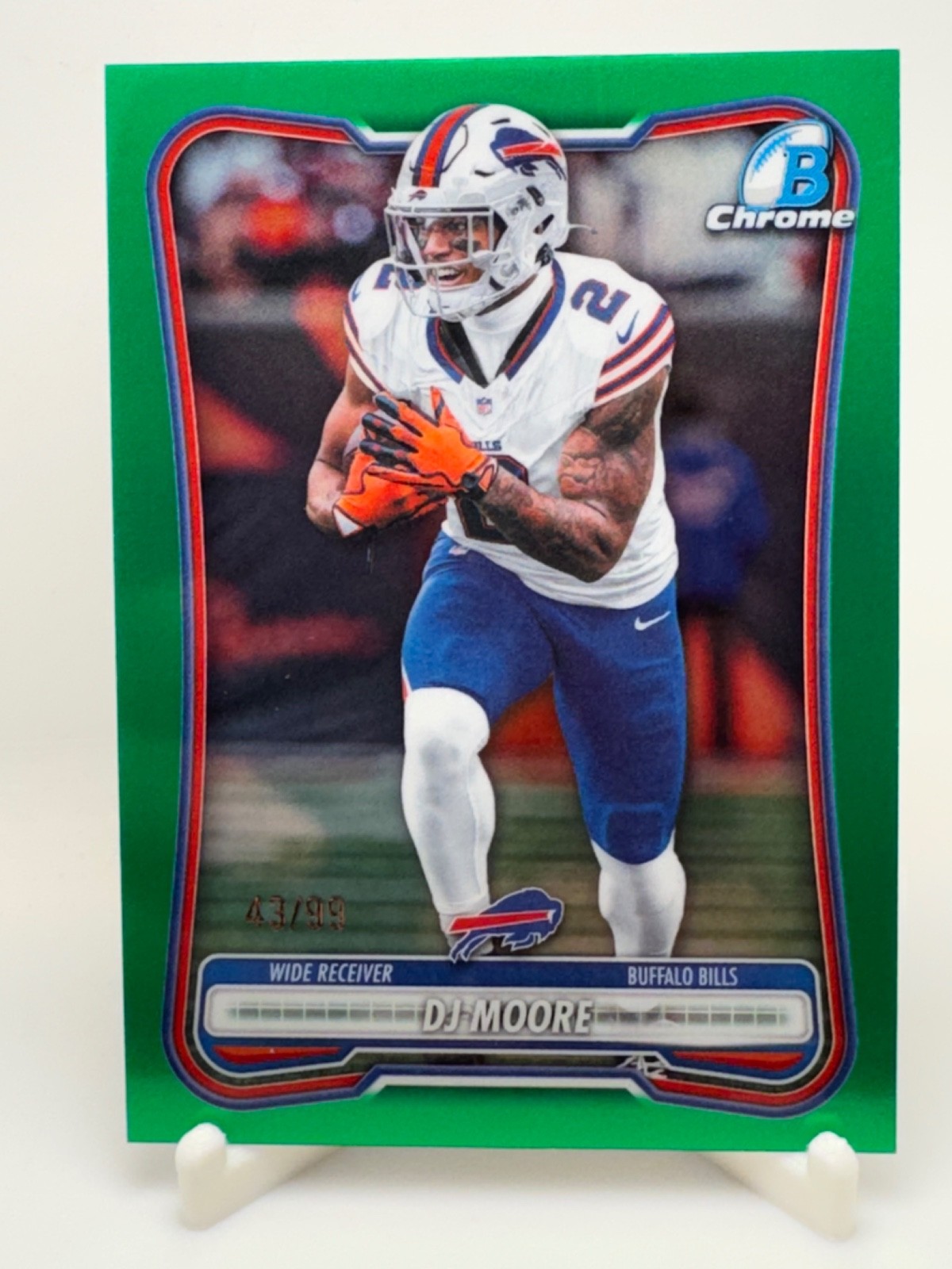 2026 Bowman Chrome D.J. Moore Green Refractor /99 Buff Bills Same Day Shipping
