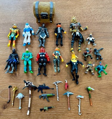 Lot 28 Fortnite Action Figure Lot Epic Games   Figures Weapons Treasure Chest
