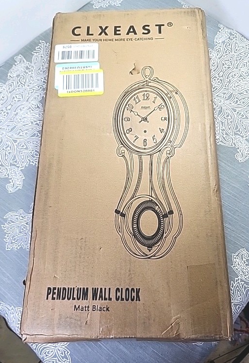 20 Inch Black Metal Pendulum Wall Clock, Large Schoolhouse Regulator Wall Clocks