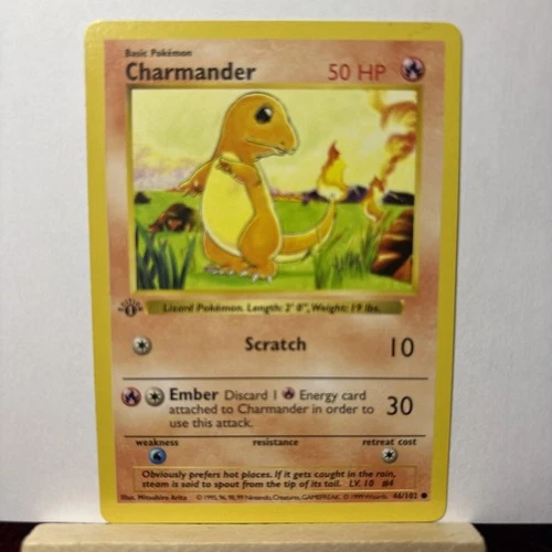 Pokémon TCG Charmander Base Set 46/102 Regular 1st Edition Shadowless Card