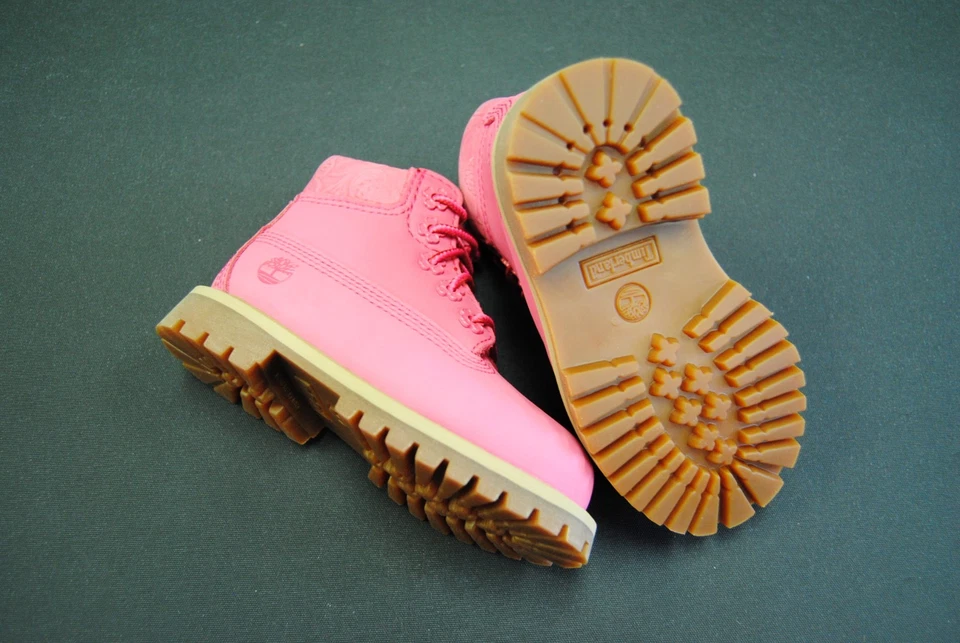 NUEVO NIÑO TIMBERLAND TB0A6BEBEAL 6" PREMIUM WP BOTA ROSA BRILLANTE NOBUCK Foto 3 de 4