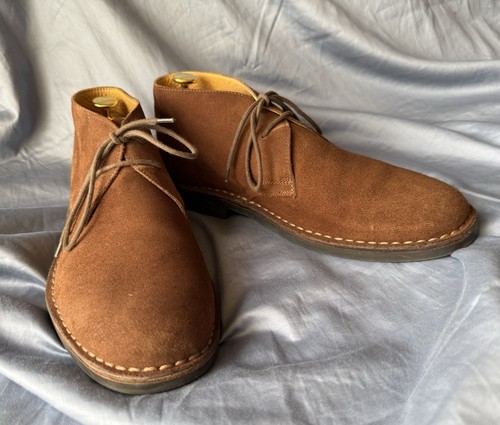 Brooks Brothers Field $300 Mens Brown Suede Chukka Boots US 8.5 Made In Italy