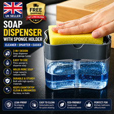 Kitchen Soap Dispenser Pump with Sponge Holder Portable Dishwashing Liquid Press