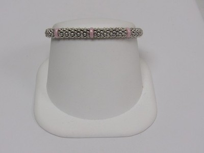 Designer LAGOS Sterling Silver Pink Ceramic Caviar Beaded Bracelet