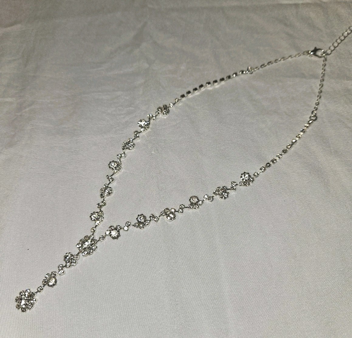 16" Statement Sparkle Silvertone Clear Rhinestone… - image 4