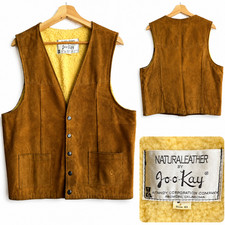 VTG Joo-Kay by Tandy Co. Leather Vest Suede Sherpa Lined Western Men s Size 42
