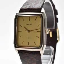 Vintage [Near MINT] RADO Diastar 132.9501.3 Gold Dial Square Quartz Men's Watch