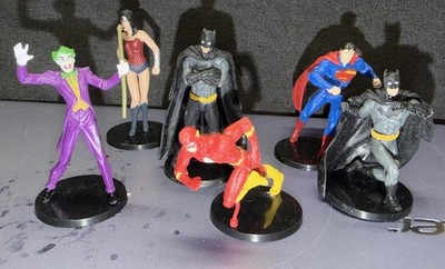 DC Comics 6 pc Cake Toppers Batman Superman Joker Flash Wonder Woman 3 