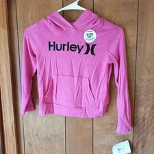Hurley Girls Pink Logo Pullover Hoodie Size 6 NWT Viscose Polyester Elastane
