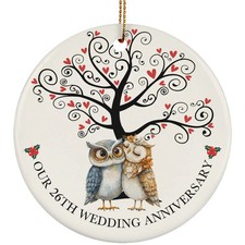 Owl Couple Romantic 26 Years Ornament 26th Wedding Anniversary Christmas Gift
