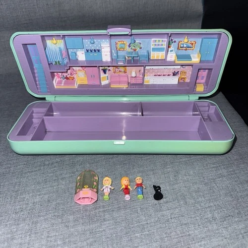 Vintage Polly Pocket 1990 Pencil Case Playset with Figures Bluebird