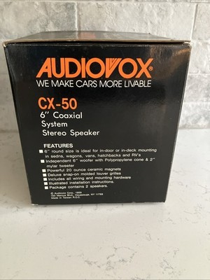 Vintage 1989 Audiovox CX-50 Coaxial 6” Stereo Speaker System Car