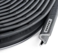 BBTO Weather Stripping Sliding Door Seal Strip Kerf Soundproof 90 Feet, Black 