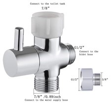 Bidet T adapter with shut off brass valve 7/8 x7/8 x1/2 or 3/8 tee connector