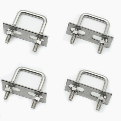 Stainless Steel Square U Bolt Clamp, Square Tube Clamps  Nut and Plate for Boat