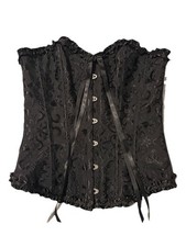 Brocade Corset Top Womens Medium Black Lace U...